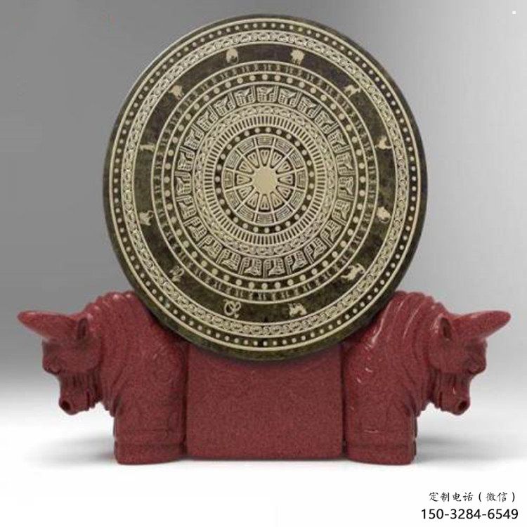 ?門口銅鼓雕塑點(diǎn)擊，地標(biāo)擺件，民俗銅鼓雕塑承接