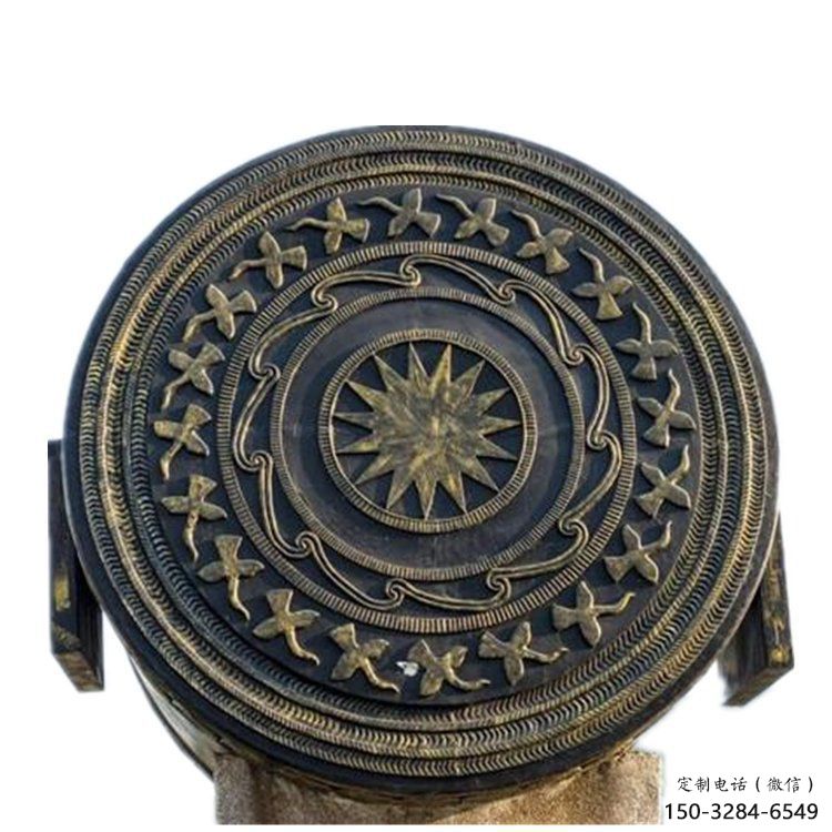 銅鼓雕塑專供，校園雕塑，小區銅鼓雕塑標準