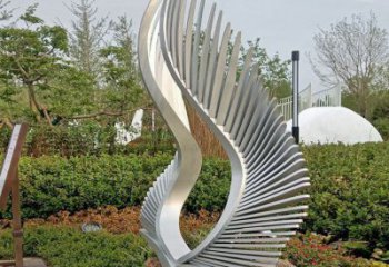 小區(qū)翅膀雕塑，拉絲景觀雕塑，抽象效果