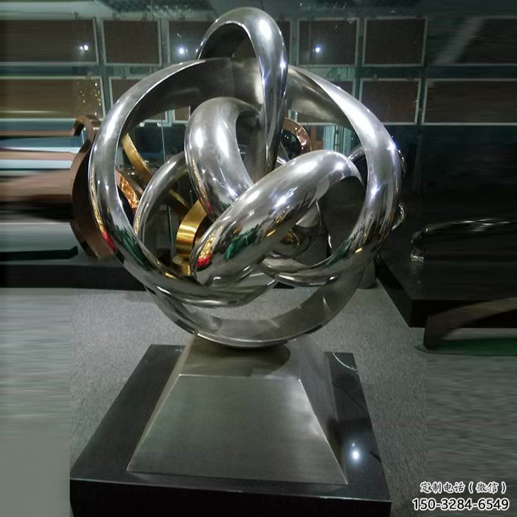 甘南地產(chǎn)雙環(huán)雕塑定做，城區(qū)小品，景觀不銹鋼雙環(huán)雕塑定價
