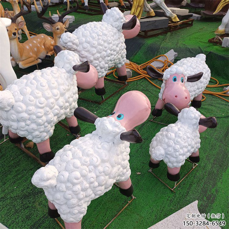 百色小區小羊雕塑，彩繪動物雕塑，抽象效果