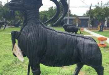 宣城輪胎山羊雕塑供應，公園雕塑，鑄銅輪胎羊雕塑供求