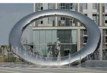 鼓樓小區(qū)圓環(huán)雕塑，水簾噴泉雕塑，水景藝術效果
