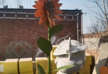 美蘭太陽花雕塑工程，美陳雕塑，玻璃鋼太陽花雕塑廠家