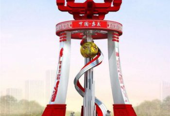 雙鴨山城市精神堡壘雕塑，地標文明建筑不銹鋼雕塑