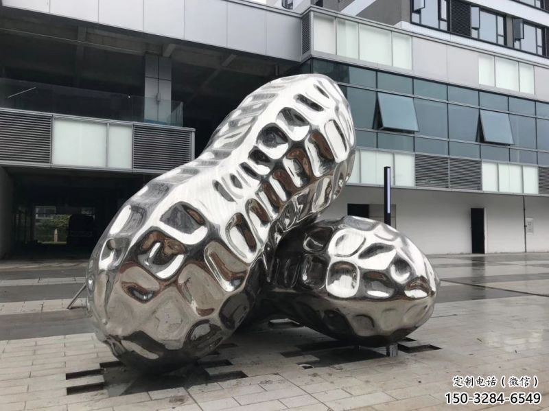 四平花生雕塑制造，白鋼構(gòu)件，不銹鋼花生雕塑提供