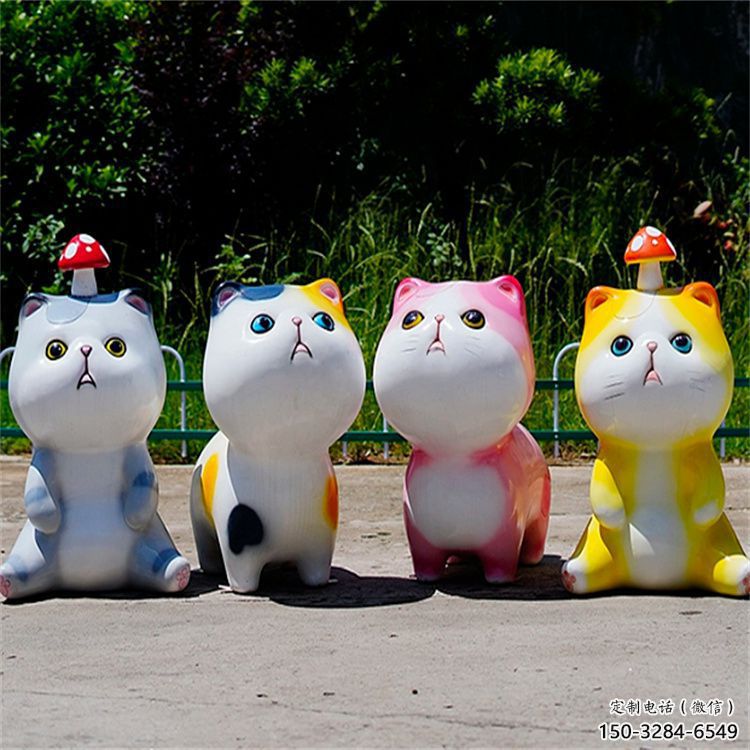 雙陽(yáng)房地產(chǎn)貓咪雕塑，仿古動(dòng)漫雕塑，公園動(dòng)物制造