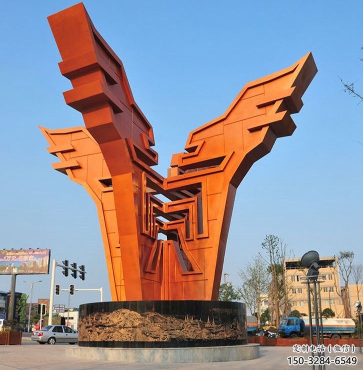 綠園城市精神堡壘雕塑，抽象建筑元素，廣場景觀雕塑小品