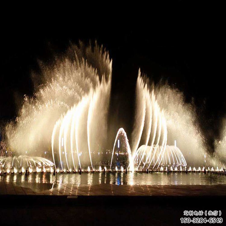 白下水景程控噴泉雕塑，高噴循環噴水方式設計制作