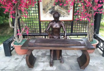 長春彈古箏雕塑廠家，景觀概念，民俗人物雕塑通用