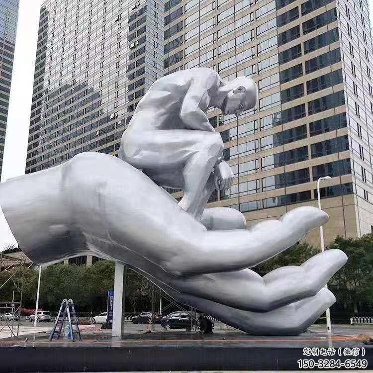 錦州沉思者雕塑，景觀雕塑，手托人物雕塑廠家提供