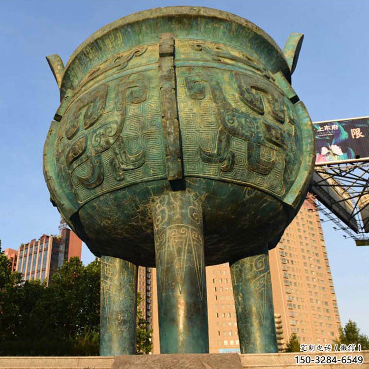 靈武鑄造三足圓鼎銅雕