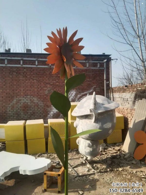 濰坊太陽花雕塑工程，美陳雕塑，玻璃鋼太陽花雕塑廠家