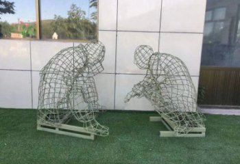 濰坊鏤空下棋雕塑供需，廣場(chǎng)雕塑，鐵藝民俗人物雕塑選用