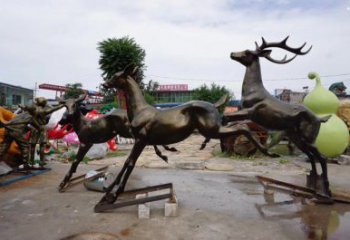 廣安戶外小鹿批發(fā)，動物雕塑，梅花鹿銅雕塑供求