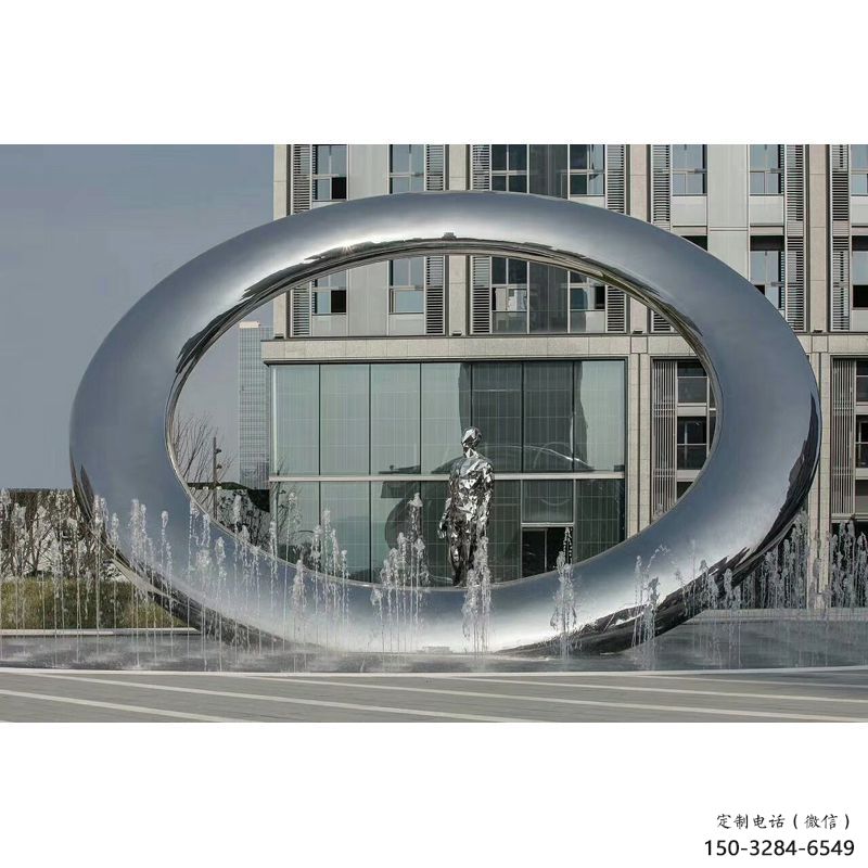 合川小區圓環雕塑，水簾噴泉雕塑，水景藝術效果