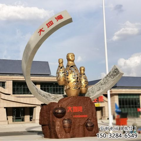 房地產(chǎn)酒瓶雕塑，仿古景觀雕塑，噴砂制造